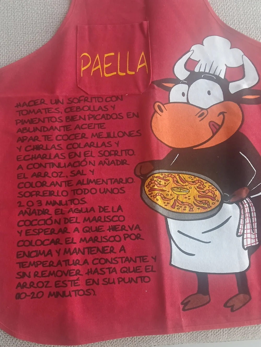 Red Cartoon Cow Paella Apron - Unbranded